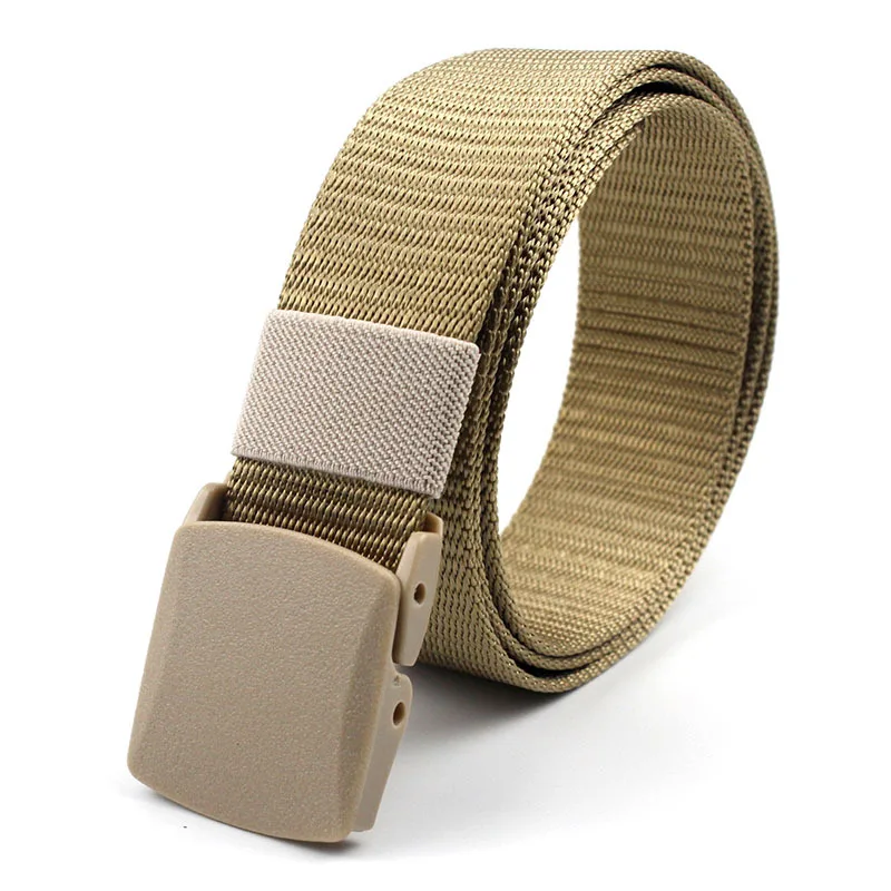 Men Female Belts Military Nylon Adjustable Belt Men Outdoor Travel Tactical Waist Belt with Plastic Buckle for Pants 130cm