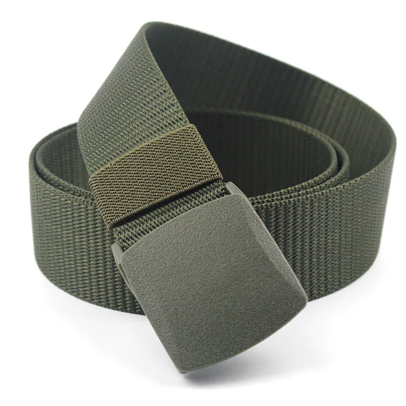 Men Female Belts Military Nylon Adjustable Belt Men Outdoor Travel Tactical Waist Belt with Plastic Buckle for Pants 130cm