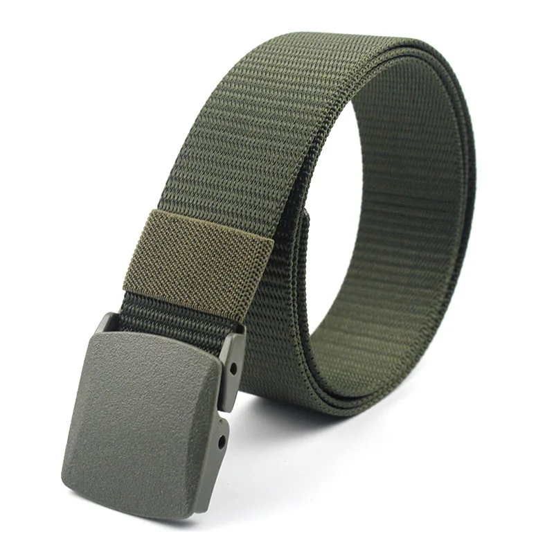 Men Female Belts Military Nylon Adjustable Belt Men Outdoor Travel Tactical Waist Belt with Plastic Buckle for Pants 130cm