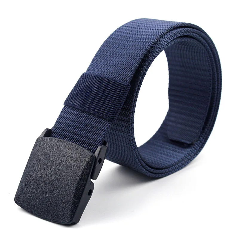 Men Female Belts Military Nylon Adjustable Belt Men Outdoor Travel Tactical Waist Belt with Plastic Buckle for Pants 130cm