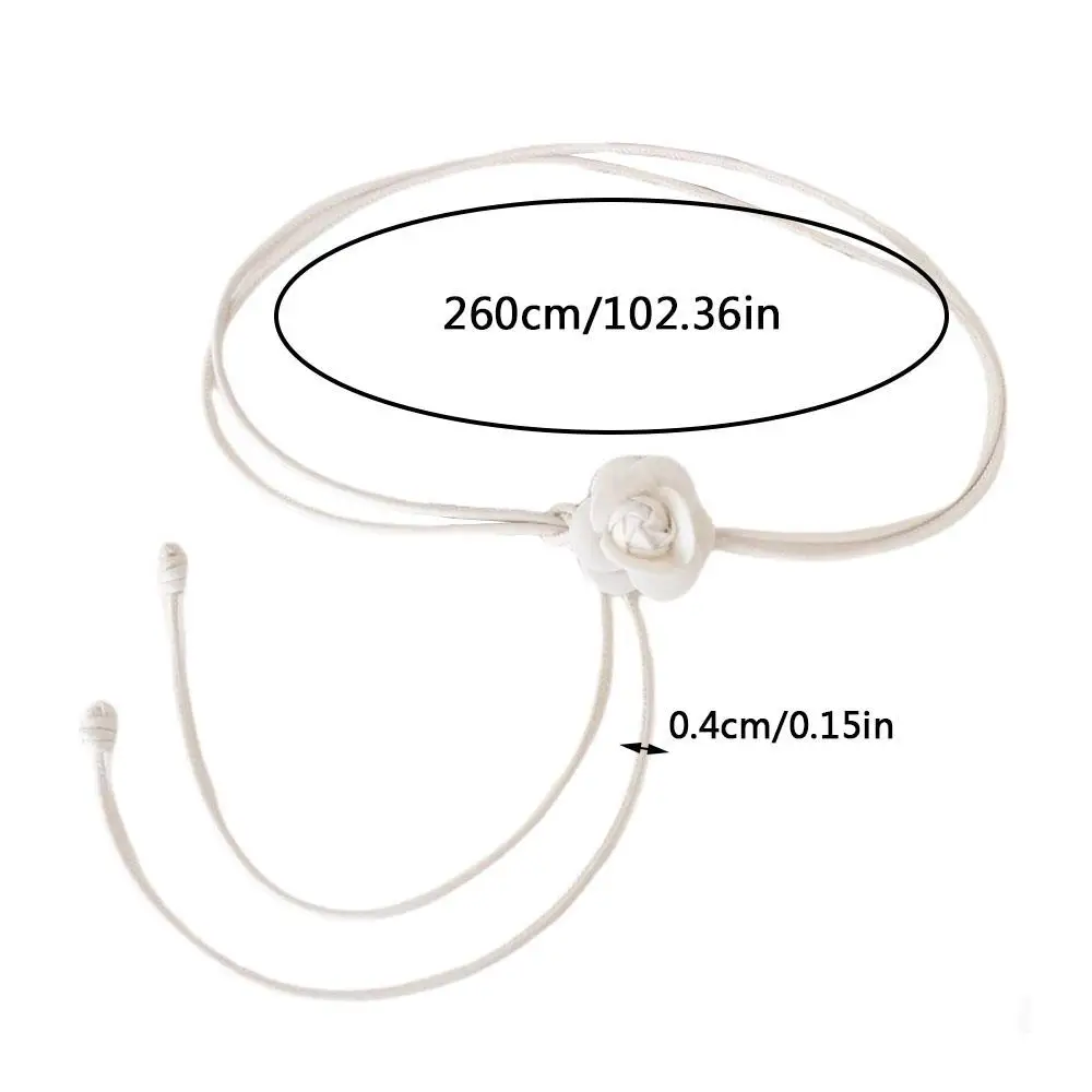 Camellia Flower Leather Rope Waist Chain For Women Thin Belt Sweet Knot Waistband Fashion Clothes Dress Decorative Girdles Strap