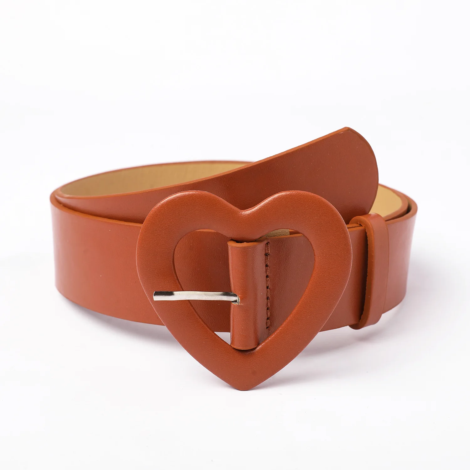 3.8x105cm Heart Belt for Women Love Buckle New Pu Leather Jeans Belts Ladies Cute Pink Belt Female Personality Dress Waistband
