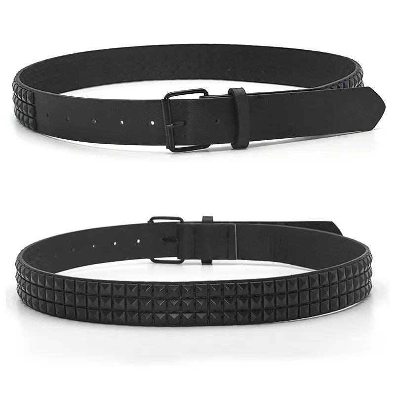 Fashion Rivet Belt Men Women's Studded Belt Punk Rock With Pin Buckle Drop Shipping Black