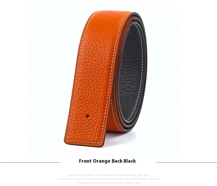 3.2/3.8cm Luxury Wide Belt Without Buckle Fashion Belts First Layer Genuine Cowhide Belt,Unisex,Double-sided,Two-color