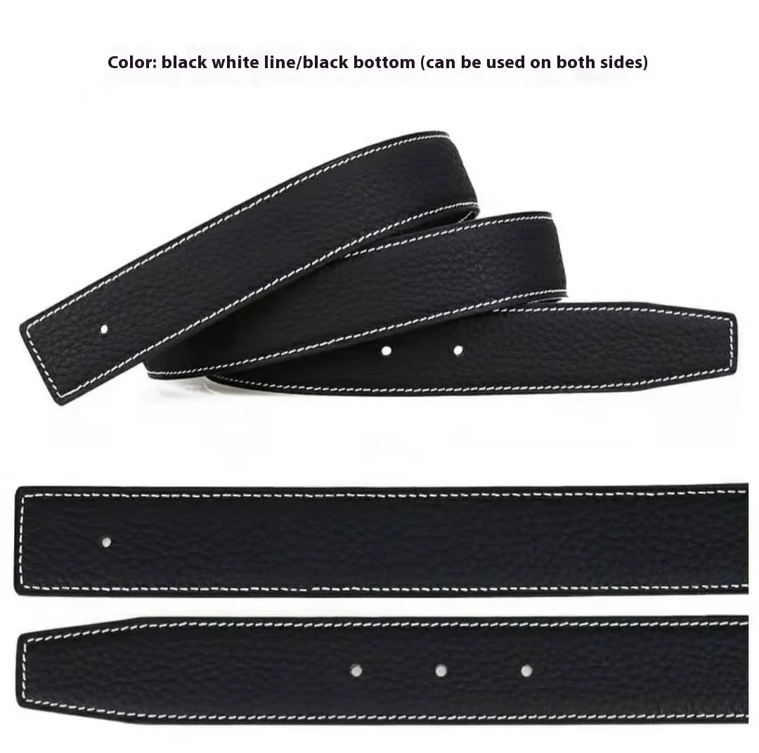 3.2/3.8cm Luxury Wide Belt Without Buckle Fashion Belts First Layer Genuine Cowhide Belt,Unisex,Double-sided,Two-color