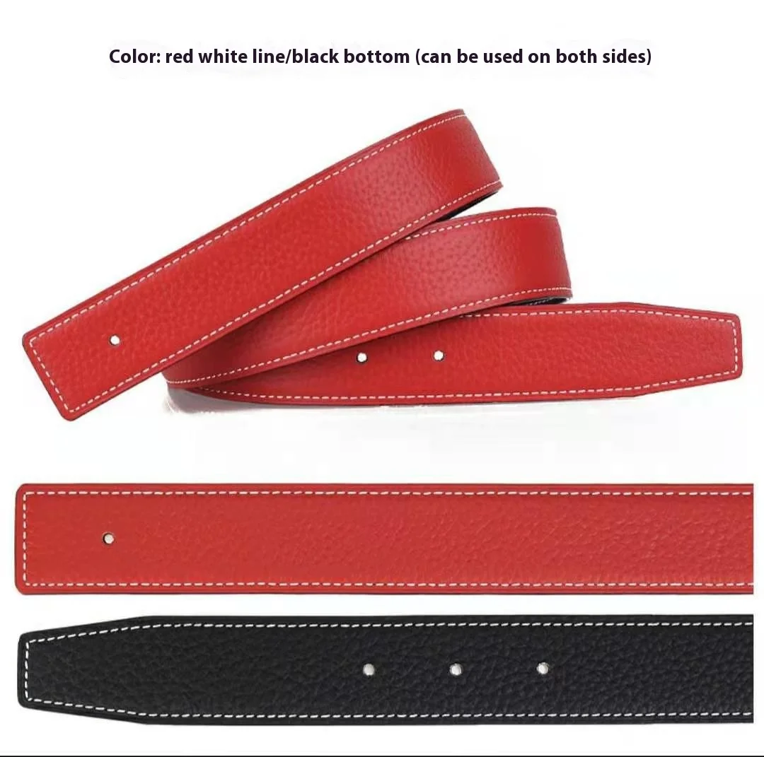 3.2/3.8cm Luxury Wide Belt Without Buckle Fashion Belts First Layer Genuine Cowhide Belt,Unisex,Double-sided,Two-color