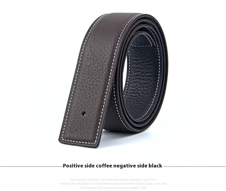 3.2/3.8cm Luxury Wide Belt Without Buckle Fashion Belts First Layer Genuine Cowhide Belt,Unisex,Double-sided,Two-color