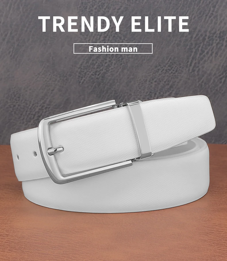 Fashion belts young men pin buckle genuine leather cowhide Waistband high quality white casual jeans ceinture homme B650