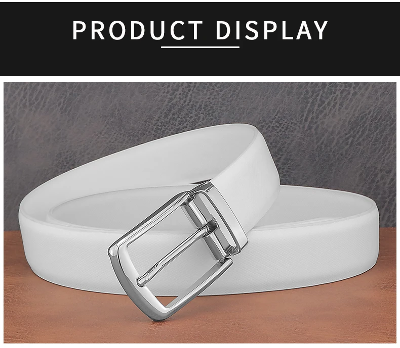 Fashion belts young men pin buckle genuine leather cowhide Waistband high quality white casual jeans ceinture homme B650