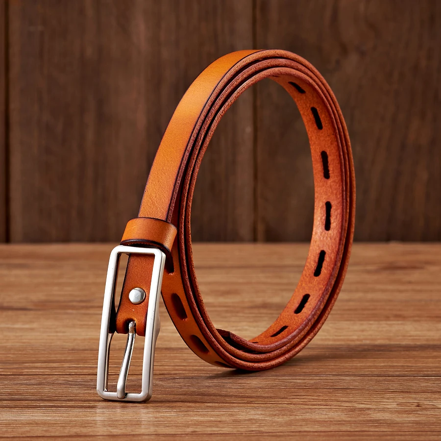 1.2CM Dress Decoration Knot Belt Strap Thin Women Belt Pin Buckle Genuine Leather Belt Women Real Cowskin Leather Female Belts