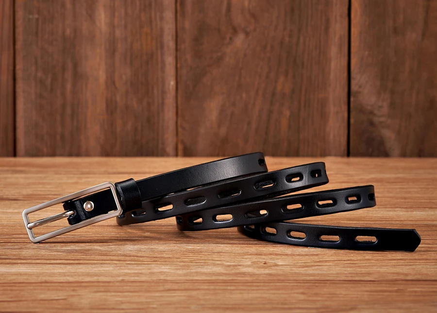 1.2CM Dress Decoration Knot Belt Strap Thin Women Belt Pin Buckle Genuine Leather Belt Women Real Cowskin Leather Female Belts