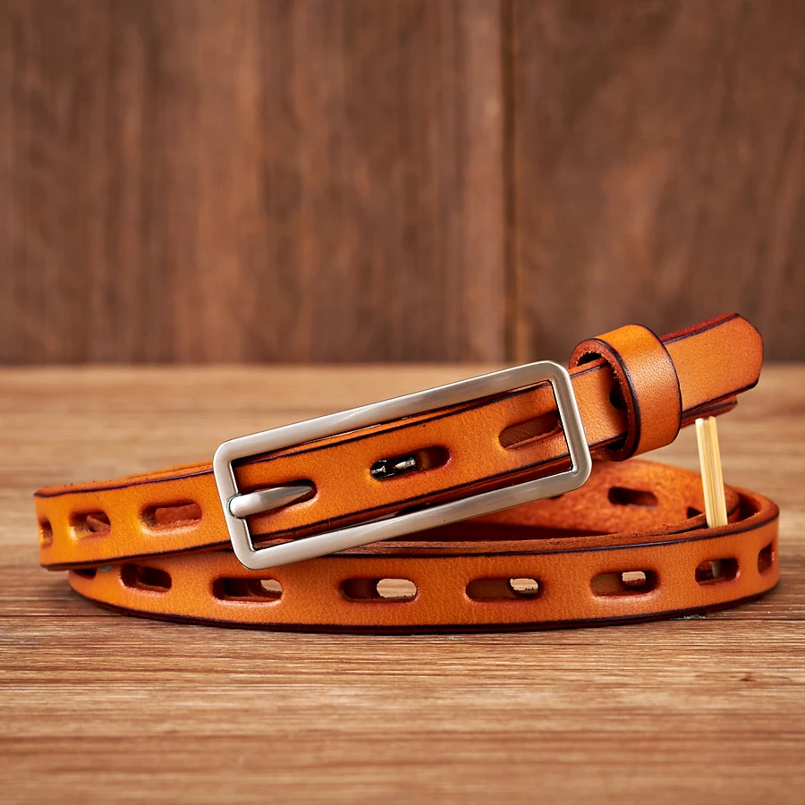 1.2CM Dress Decoration Knot Belt Strap Thin Women Belt Pin Buckle Genuine Leather Belt Women Real Cowskin Leather Female Belts