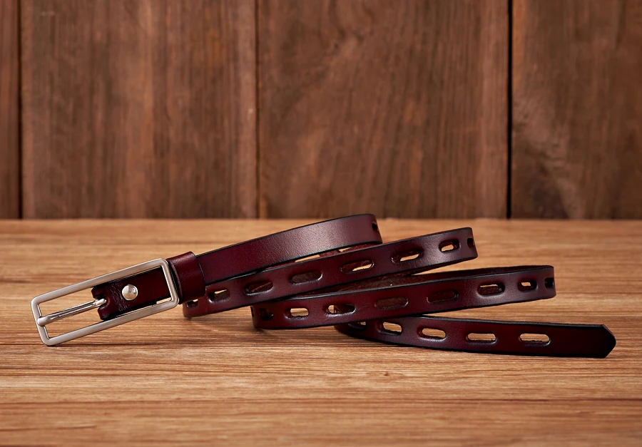 1.2CM Dress Decoration Knot Belt Strap Thin Women Belt Pin Buckle Genuine Leather Belt Women Real Cowskin Leather Female Belts