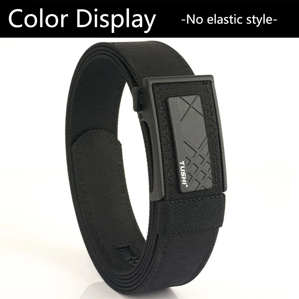 TUSHI Brand Double Layered Thickened Tactical Belt Men's Outdoor Nylon 3.8 Wide Automatic Buckle Belt Sports