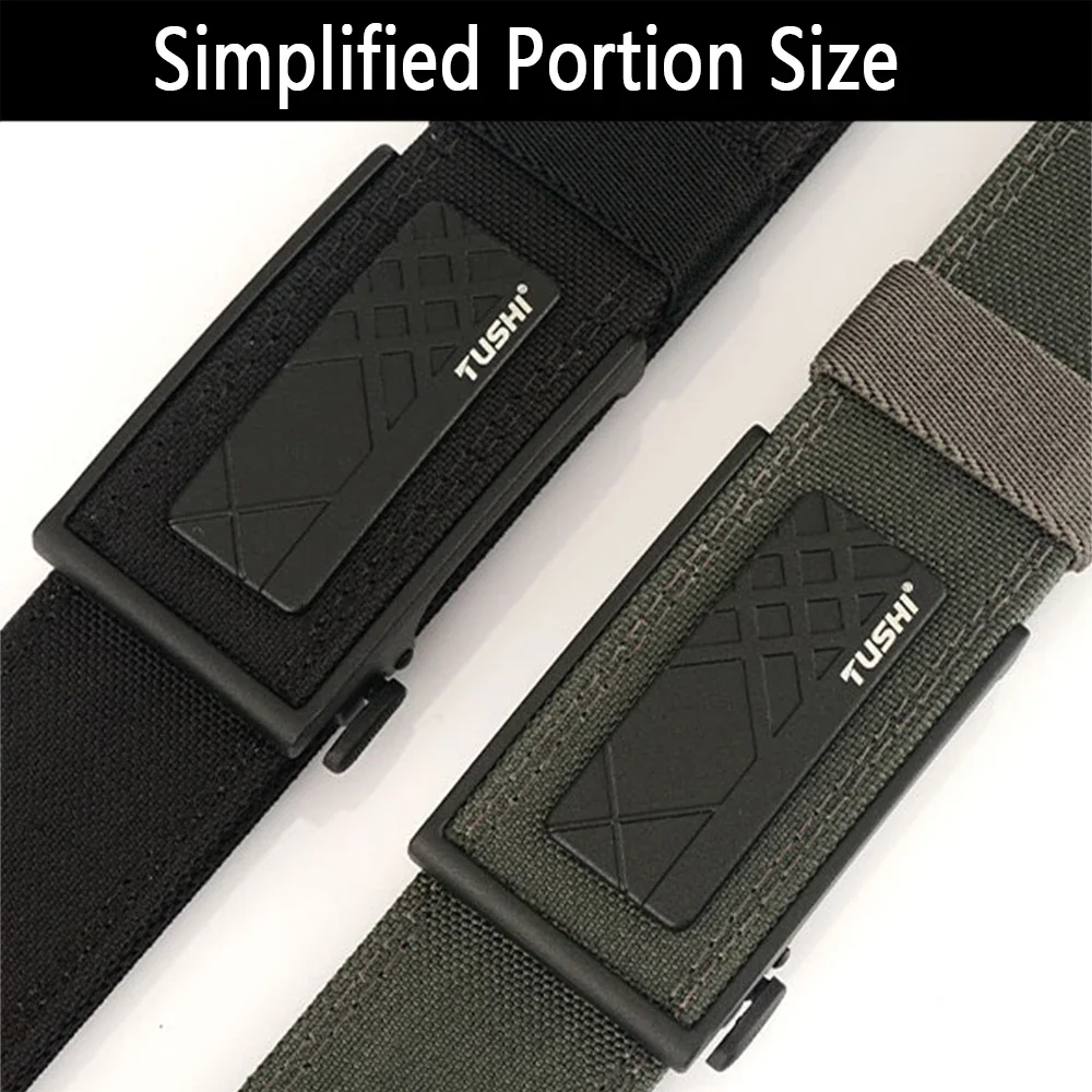 TUSHI Brand Double Layered Thickened Tactical Belt Men's Outdoor Nylon 3.8 Wide Automatic Buckle Belt Sports