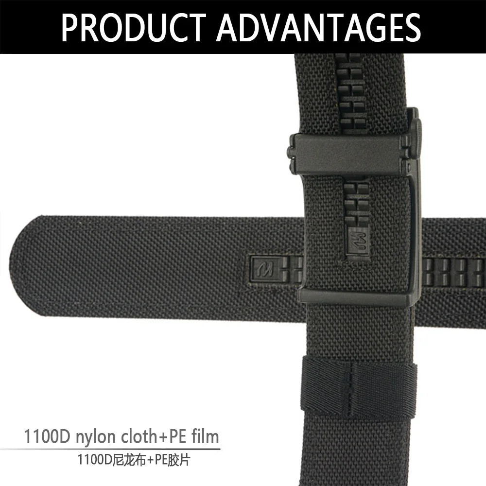TUSHI Brand Double Layered Thickened Tactical Belt Men's Outdoor Nylon 3.8 Wide Automatic Buckle Belt Sports