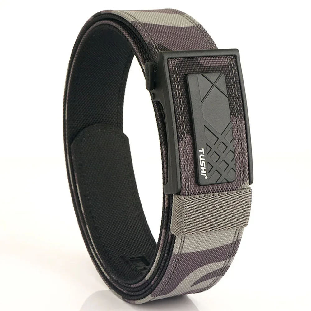 TUSHI Brand Double Layered Thickened Tactical Belt Men's Outdoor Nylon 3.8 Wide Automatic Buckle Belt Sports
