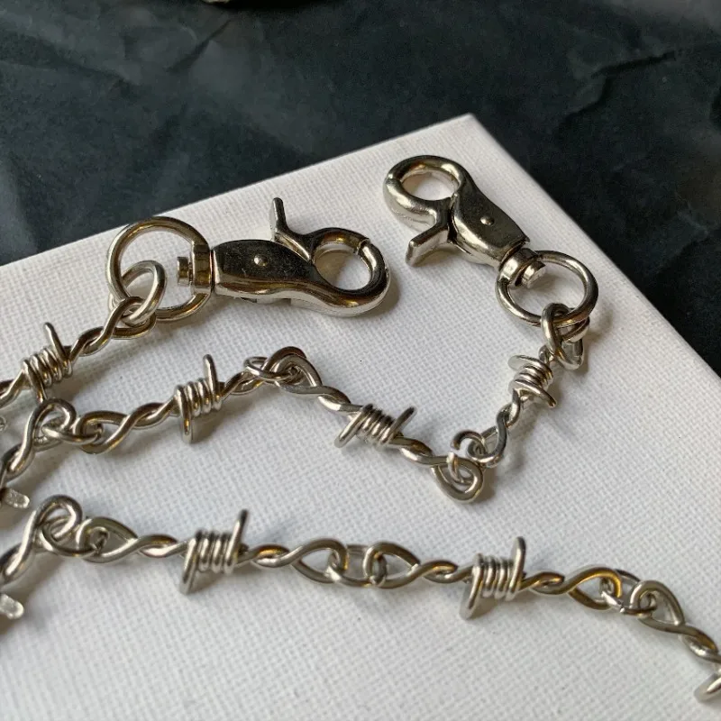 Punk Belts Thorns Wire Barbed Trousers Long Waist Chain Y2k Belts Hippop Grunge Goth Women Men Pants Jeans Accessories