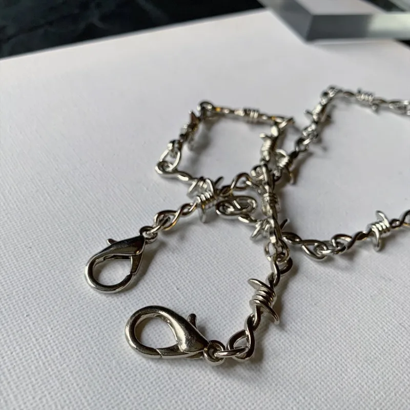 Punk Belts Thorns Wire Barbed Trousers Long Waist Chain Y2k Belts Hippop Grunge Goth Women Men Pants Jeans Accessories