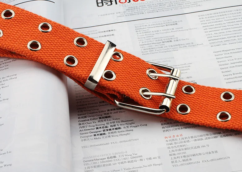 New Design Harajuku Wide Waistband Canvas Web Double Grommet Hole Buckle Belt Female Male Waist Strap Belts for Women Men Jeans