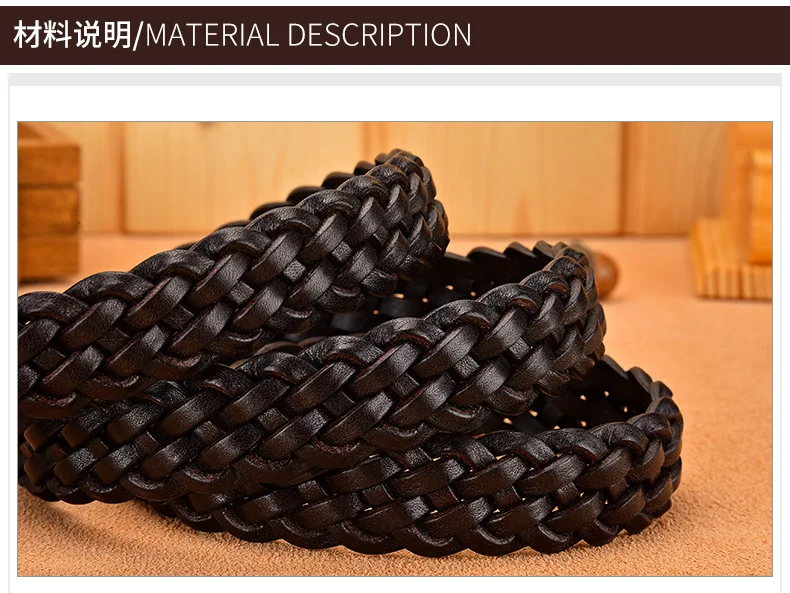 2023 Women Casual Luxury New Style Width 2.5cm Woven Belt Needle Buckle Real Leather Head Layer Cowhide Handmade Decorative