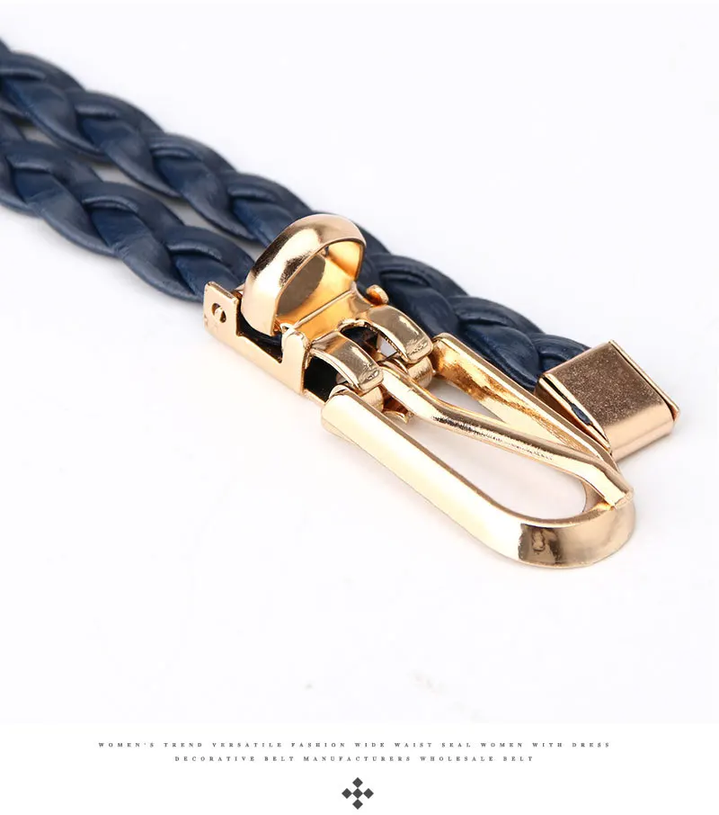 0.9x106cm Women Thin Skinny Vintage Ladies Dress Belts Braid PU Leather Belt for Jeans Pin Buckle Female Strap Candy Colors