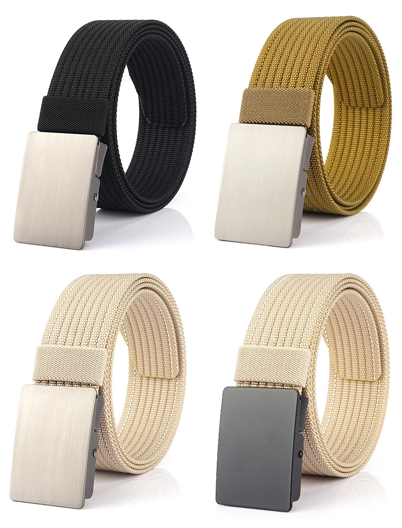 VATLTY New Men's Black Belt Hard Alloy Silver Buckle Tactical Military Belt Sturdy Nylon Jeans Waistband Girdles for Male
