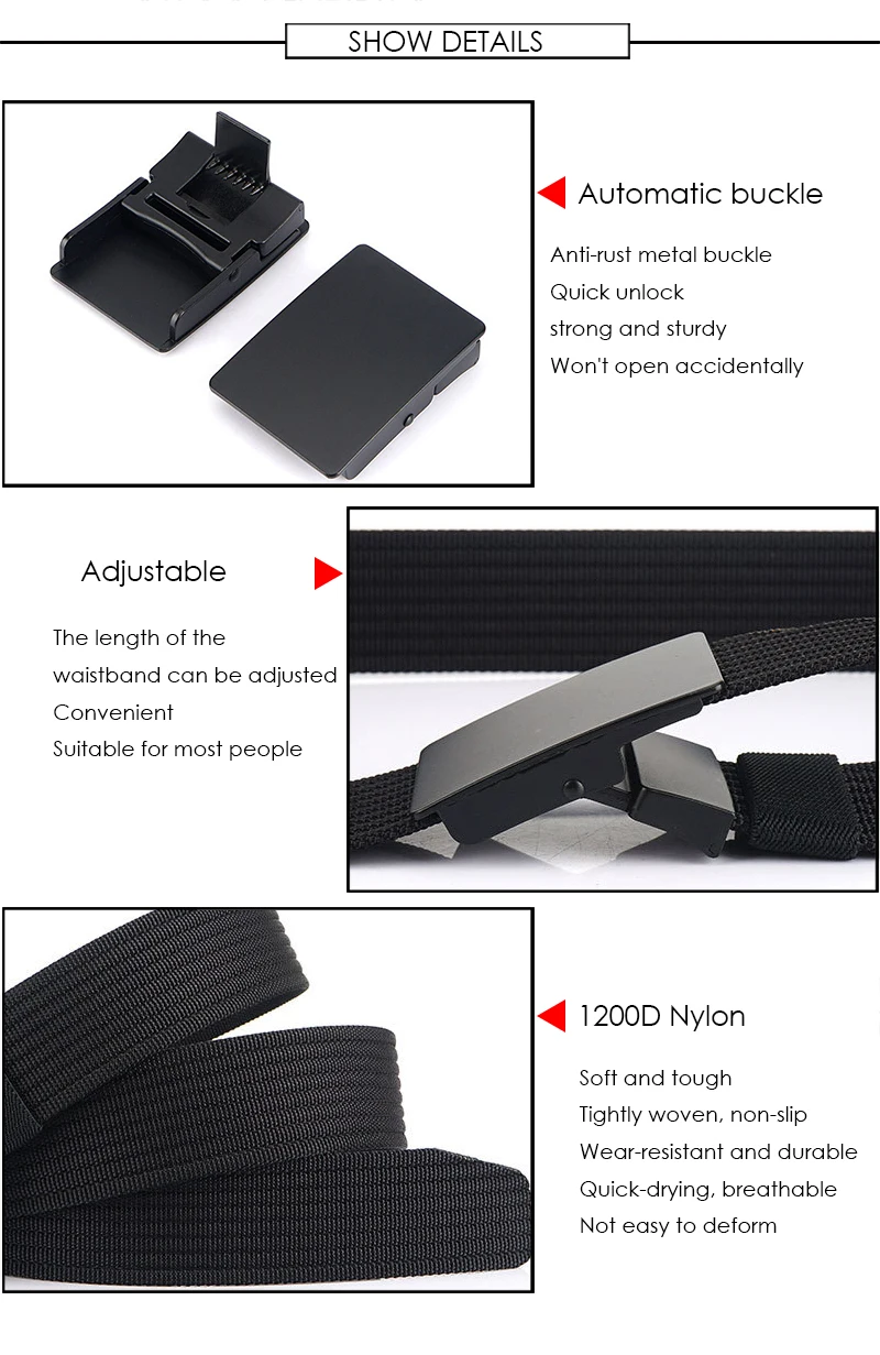 VATLTY New Men's Black Belt Hard Alloy Silver Buckle Tactical Military Belt Sturdy Nylon Jeans Waistband Girdles for Male