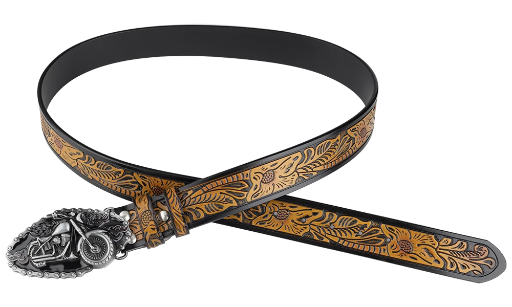 Embossed Lerther Belt Cowboy Motorcycle Buckle Leisure Decoration