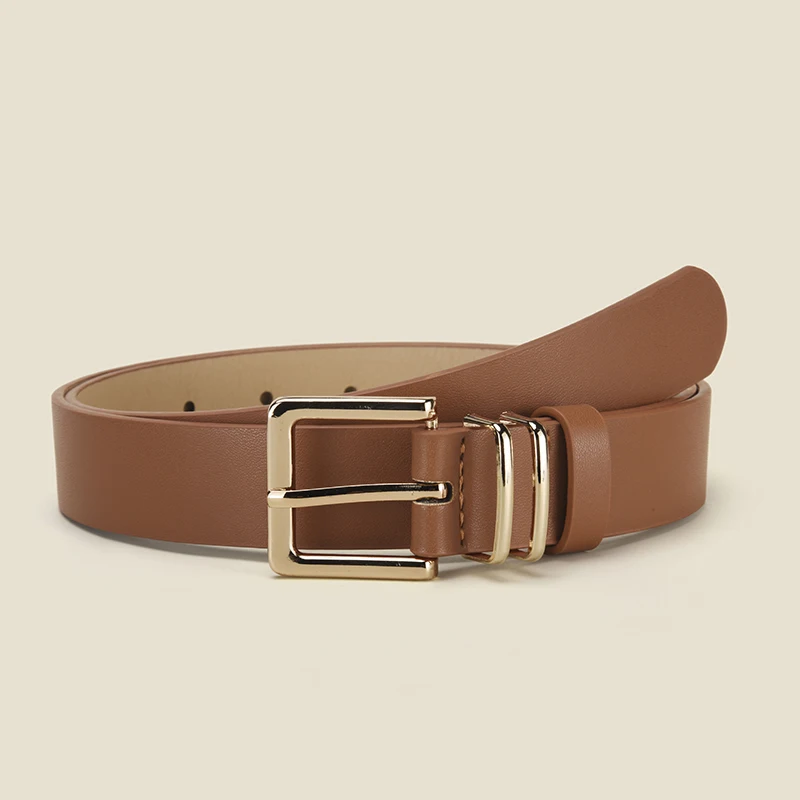 Fashion Alloy Pin Buckle Belt Personalized Women's Square Buckle PU Belt Simple Women's Matching Windbreaker Skirt