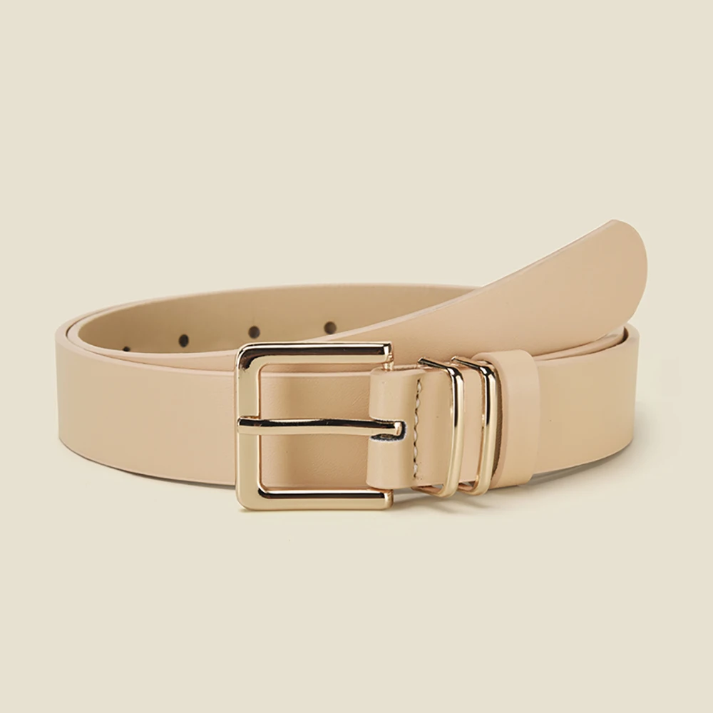 Fashion Alloy Pin Buckle Belt Personalized Women's Square Buckle PU Belt Simple Women's Matching Windbreaker Skirt