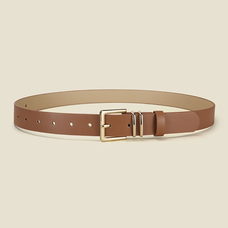 Fashion Alloy Pin Buckle Belt Personalized Women's Square Buckle PU Belt Simple Women's Matching Windbreaker Skirt