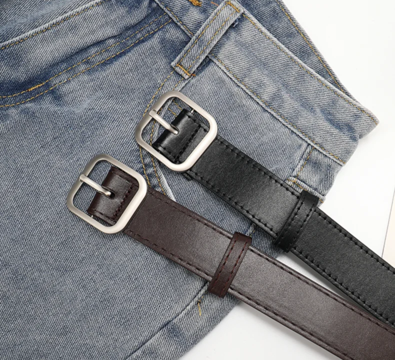 2026 New Korean Fashion Wild Belt Chic Students Casual Retro Simple Square Buckle Belt Trouser Belt Men and Women