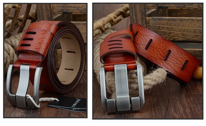 COWATHER 2021 QUALITY cow genuine luxury leather men belts for men strap male pin buckle BIG SIZE 100-130cm 3.8 width QSK001