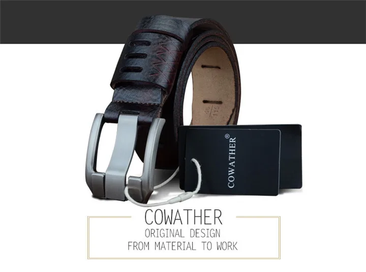 COWATHER 2021 QUALITY cow genuine luxury leather men belts for men strap male pin buckle BIG SIZE 100-130cm 3.8 width QSK001