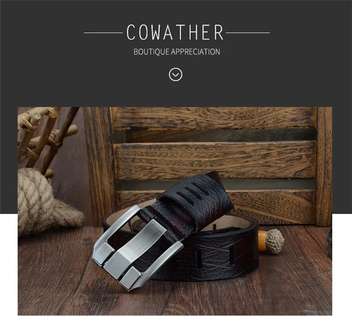 COWATHER 2021 QUALITY cow genuine luxury leather men belts for men strap male pin buckle BIG SIZE 100-130cm 3.8 width QSK001