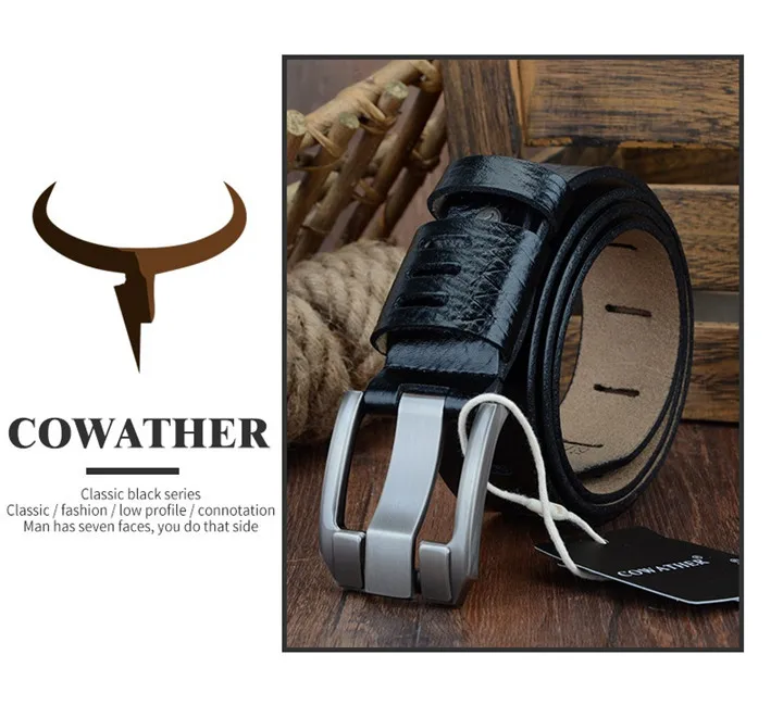 COWATHER 2021 QUALITY cow genuine luxury leather men belts for men strap male pin buckle BIG SIZE 100-130cm 3.8 width QSK001