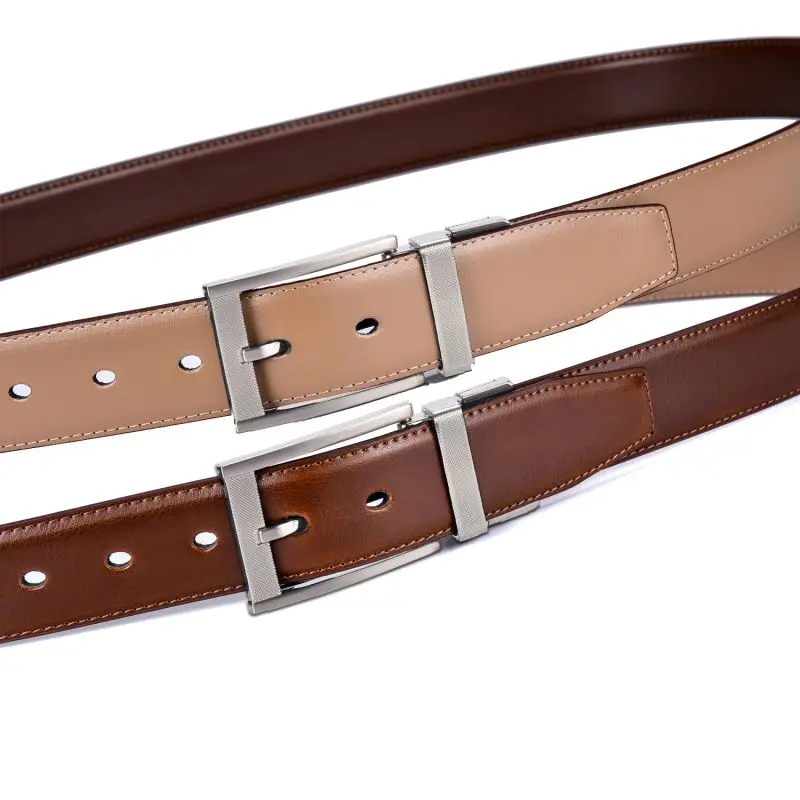Men’s Reversible Leather Belt for Casual Golf Dress Pants Shirts, Double Style - 2 Sides