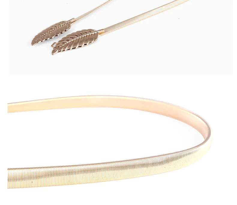 Women Metal Vintage Belt Leaf Fashion Stylish Golden/Silver Leaves Design Chains Lady Metal Elastic Chain Dress Waist Decoratio