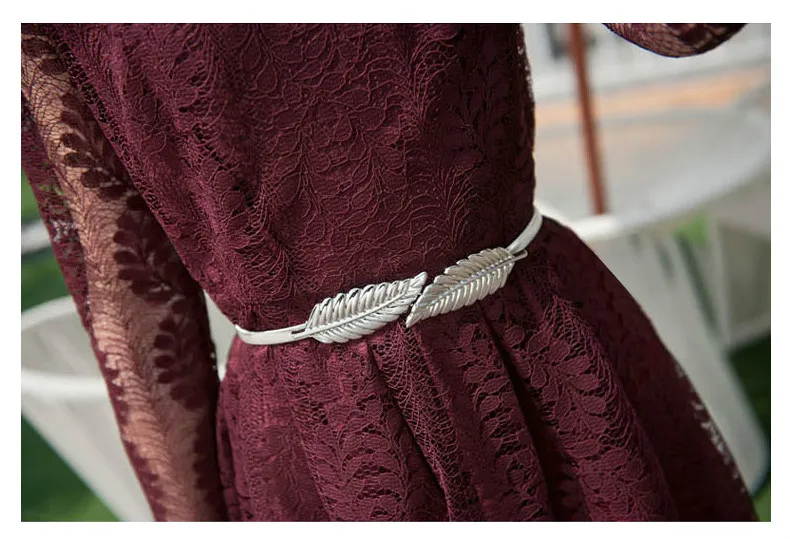 Women Metal Vintage Belt Leaf Fashion Stylish Golden/Silver Leaves Design Chains Lady Metal Elastic Chain Dress Waist Decoratio
