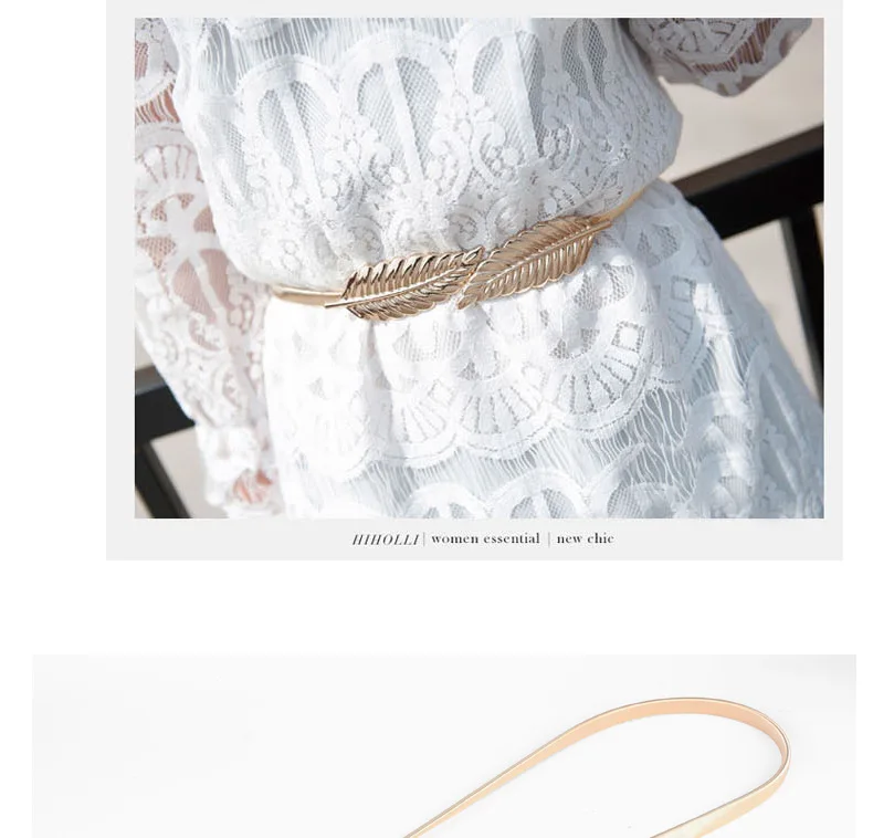 Women Metal Vintage Belt Leaf Fashion Stylish Golden/Silver Leaves Design Chains Lady Metal Elastic Chain Dress Waist Decoratio