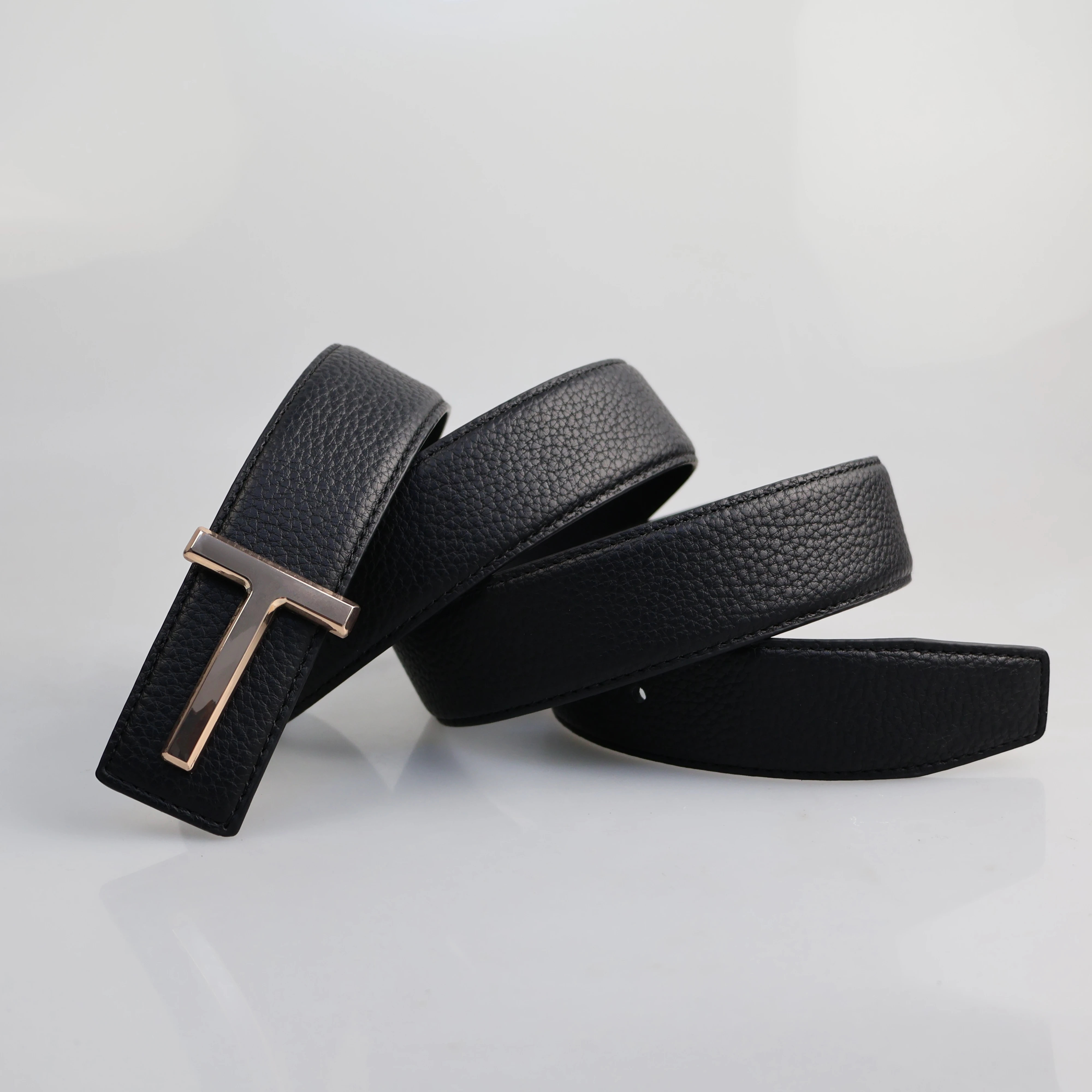 High Quality Designer Belts Men Fashion T Letter Luxury Famous Genuine Leather Belt Jeans Formal Cowskin Black Waist Strap 3.8cm