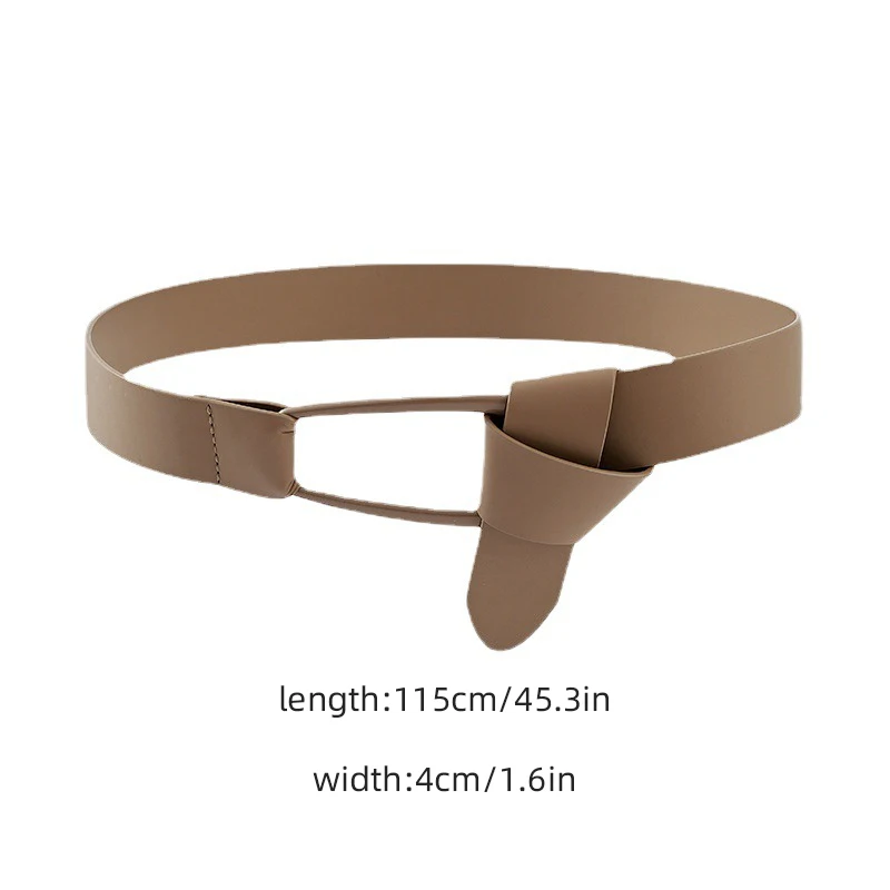 Fashion Knot Tie Waistband Black PU Leather Women Wide Belt For Coat Dress Decorative Girdles Strap Without Holes Female Belts