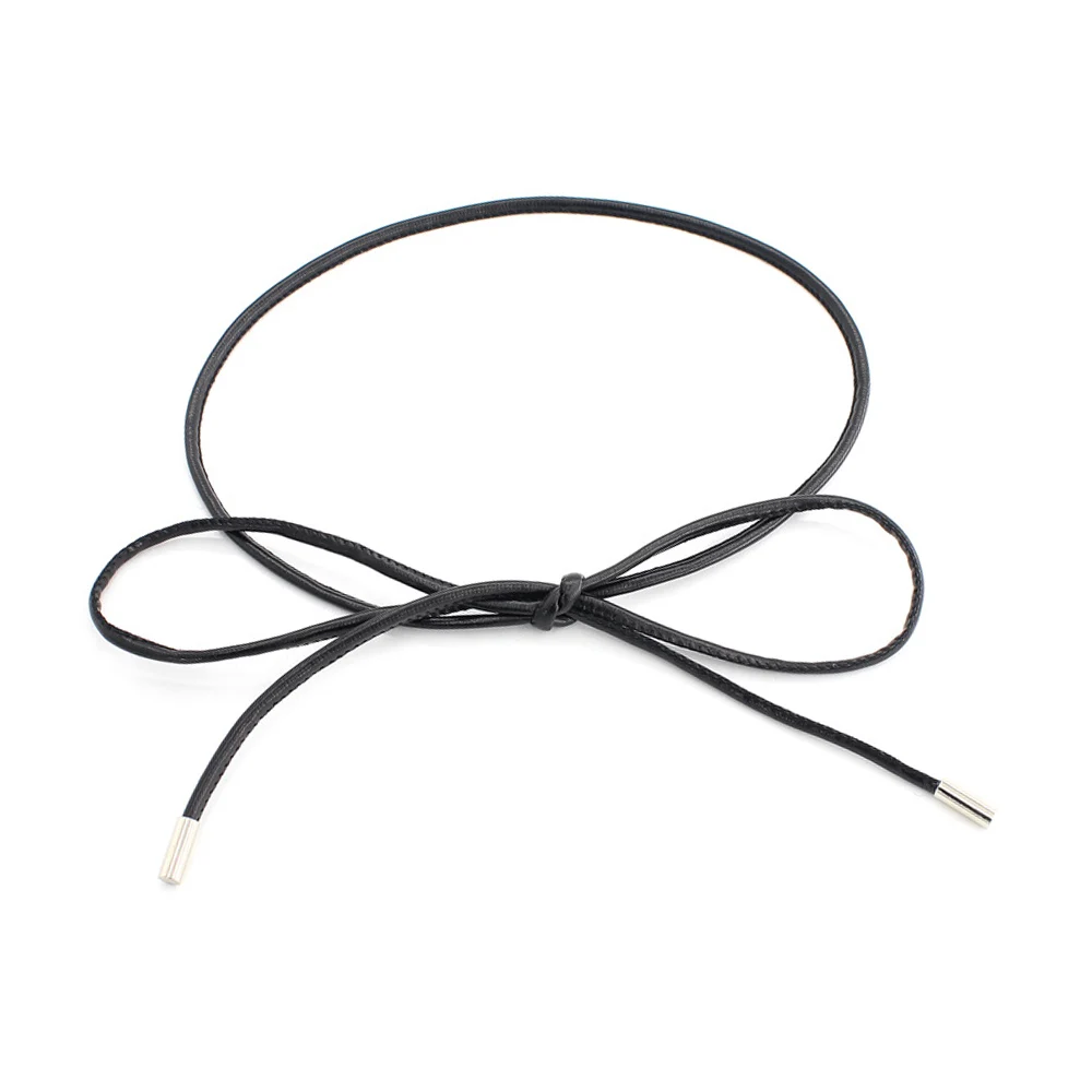 Slim PU Long Waist Belts Knotted Women's Belt Solid Color Thin Waist Chain Dresses String Waistband Vintage Female Clothes Belts