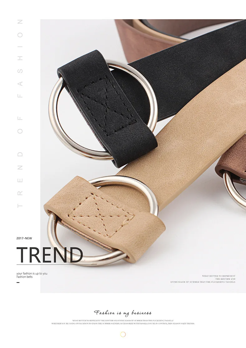 3x105cm Fashion Women Waistband for Jeans Pants Dresses Ladies Casual PU Leather Belt with O-Ring Silver Buckle