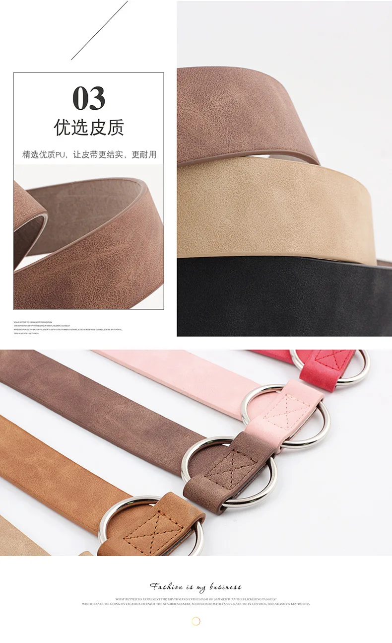 3x105cm Fashion Women Waistband for Jeans Pants Dresses Ladies Casual PU Leather Belt with O-Ring Silver Buckle