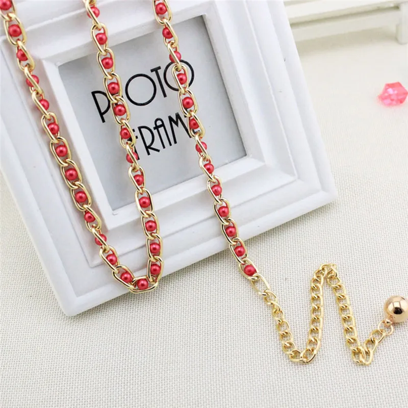 Women Fashion Imitation Pearl Waist Chain Female Olivet Thin Belts Women Waistband Strap Dress Accessories