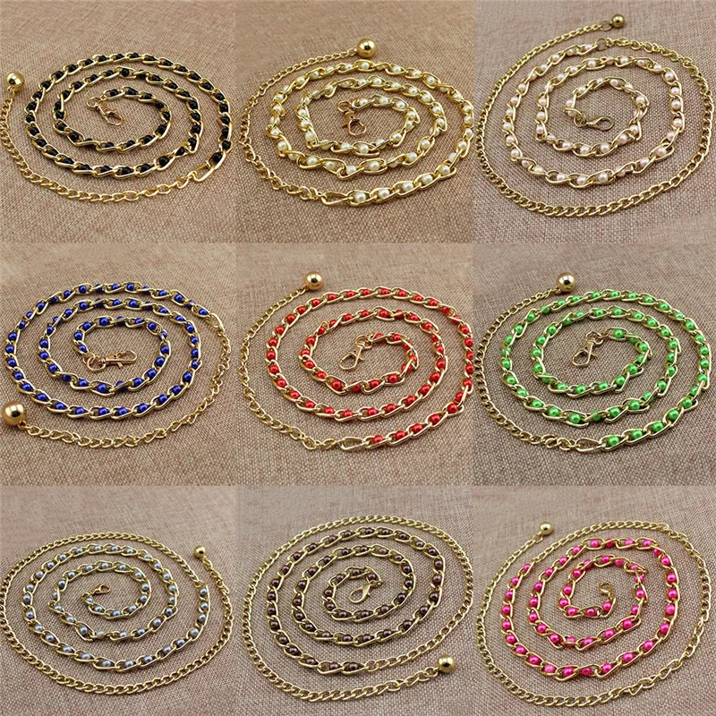Women Fashion Imitation Pearl Waist Chain Female Olivet Thin Belts Women Waistband Strap Dress Accessories