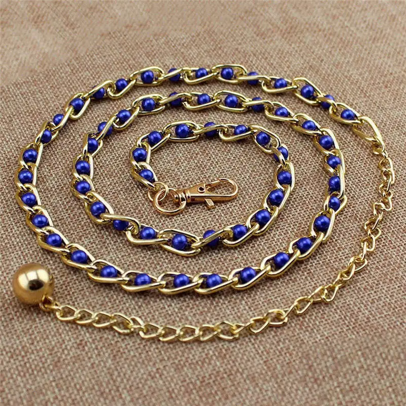 Women Fashion Imitation Pearl Waist Chain Female Olivet Thin Belts Women Waistband Strap Dress Accessories