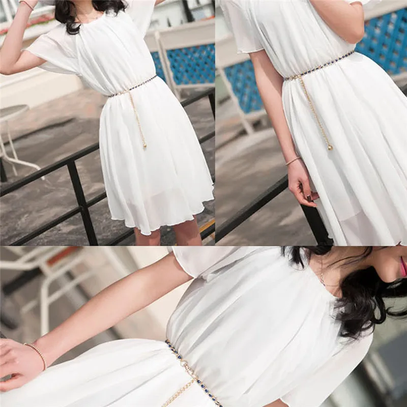 Women Fashion Imitation Pearl Waist Chain Female Olivet Thin Belts Women Waistband Strap Dress Accessories